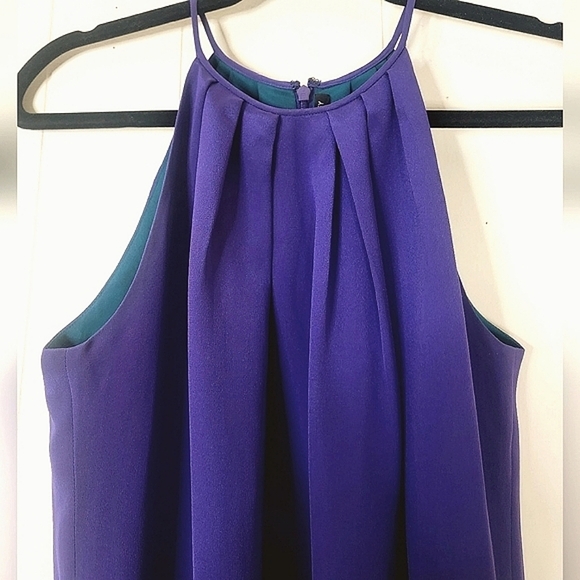 Jay Godfrey Hagen Silk Halter Mini Shift Dress Size 0 Purple Colorblock - Picture 5 of 11